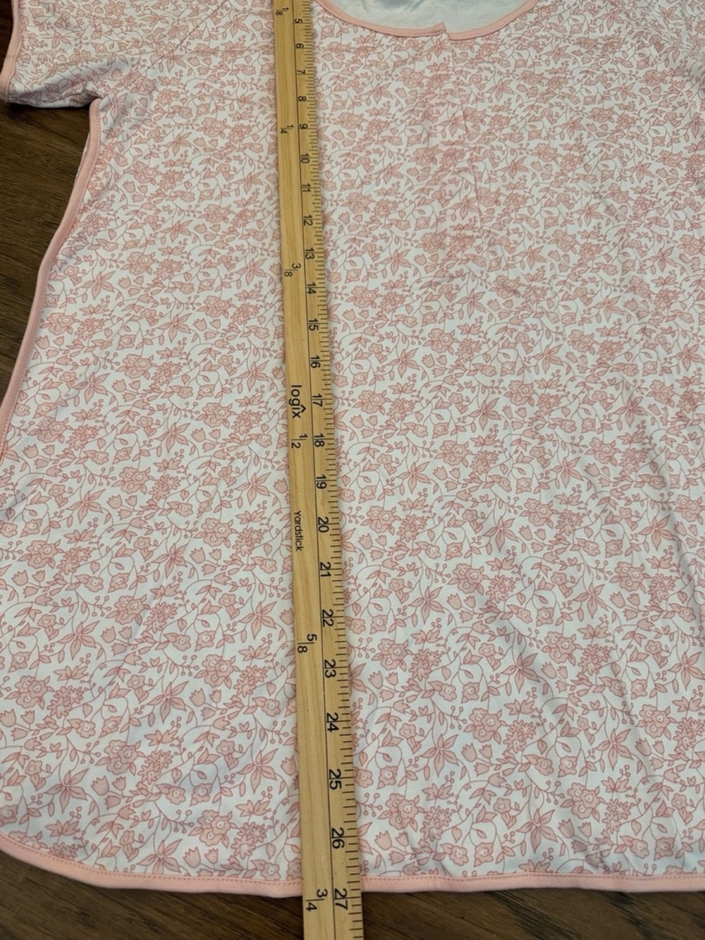 LAKE Pajama Pink Floral Short Sleeve button Top Only - Picture 3 of 5